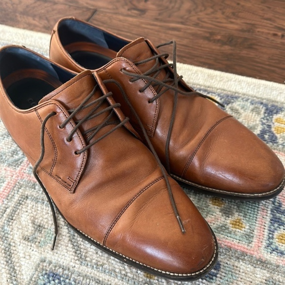 Cole Haan men’s  Lenox Hill cap Oxford British Tan camel dress shoe